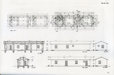 <p><strong>9.</strong> Kerpiç kooperatif binası projesi <br /> 	Kaynak: Köy Ekonomik ve Sosyal Tesis Tip  Projeleri no:1, 1969. s.35</p>